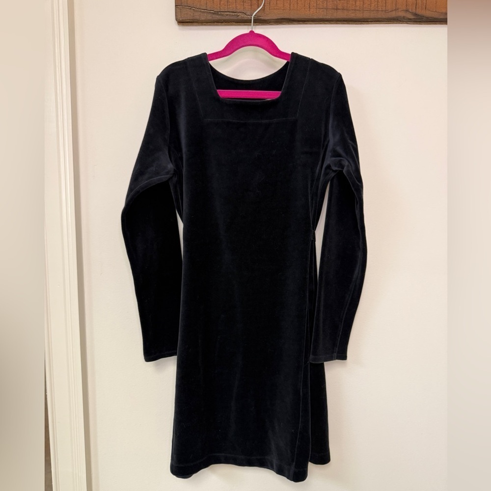 L.L. Bean: Girls Black Velour Long Sleeve Dress, Size L - Picture 1 of 8